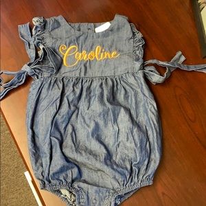 Denim bubble “Caroline” embroidered in orange